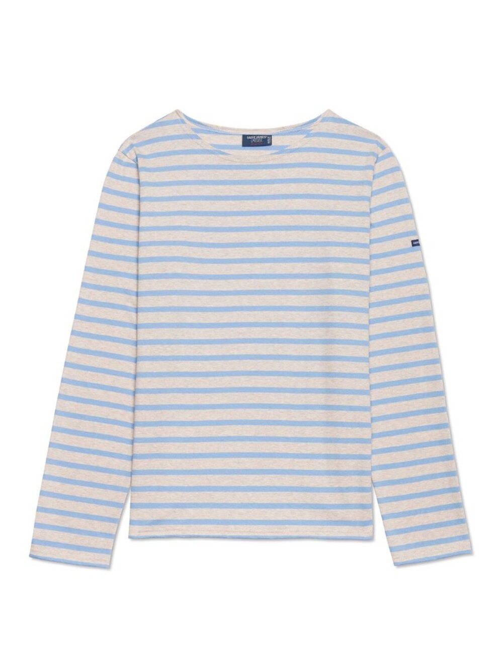 NWOT SAINT JAMES 100% Cotton Minquiers Moderne Breton Stripe Shirt ML Beige Blue